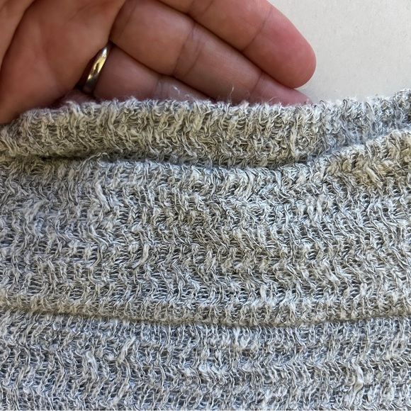 Free People Gray Crewneck Women's Size Small Linen Blend Loose Knit Sweater - Picture 9 of 15